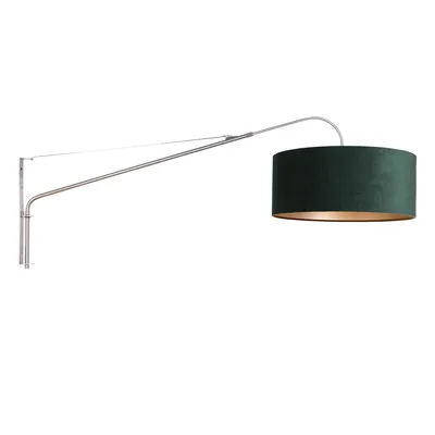 Produktbild von Steinhauer Wandleuchte Elegant Classy 1-flammig Gebürsteter Stahl / Samtgrün 139x50cm