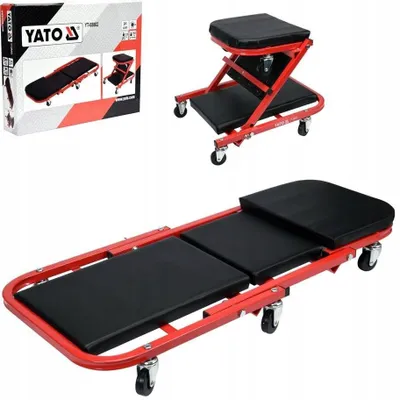 Produktbild von Yato Profi Werkstattliege Montageliege Montage-Rollbrett 2 in 1 Hocker 6 Rollen