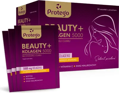 Produktbild von PROTEGO BEAUTY+ COLLAGEN 5000 Biotin Hyaluronsäure HAUT HAAR 30 Beutel