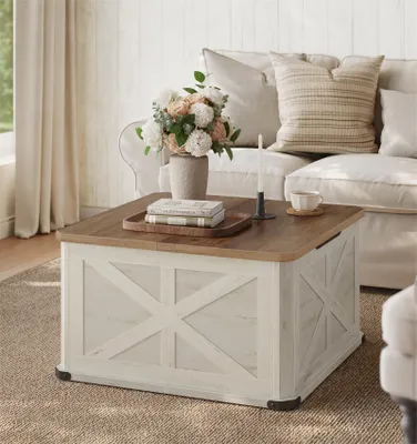 Produktbild von VASAGLE Couchtisch mit Stauraum, Landhausstil,  mit beidseitigen Klappdeckeln