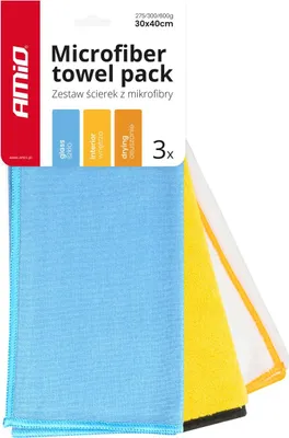 Immagine prodotto di Set di panni in microfibra per la pulizia dell'auto 30x40cm 3 pezzi Amio