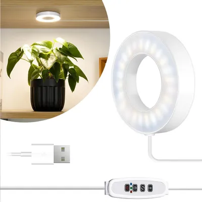 Zdjęcie produktu dla Sufitowa lampa roślinna Led Full Spectrum Grow Light Grow Lamp 48LEDs Grow Lamp For Small Plants Houseplants Timer Plant Light, USB (1-Head)