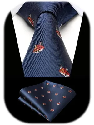 Productafbeelding van Herenset: stropdas en zakdoek met dierenprint, marineblauw, universele maat