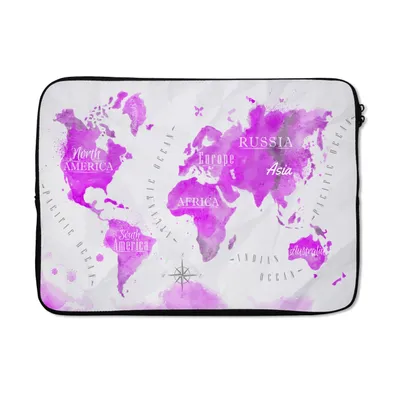 Produktbild von MuchoWow® Laptop Hülle 14 ZollWeltkarte - Rosa - Ölfarbe Laptoptasche - Laptoptasche - Stoßsicher - Schutzhaube