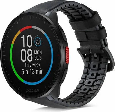 Produktbild von Strap-it Polar Pacer Silikon-/Lederarmband (Schwarz)