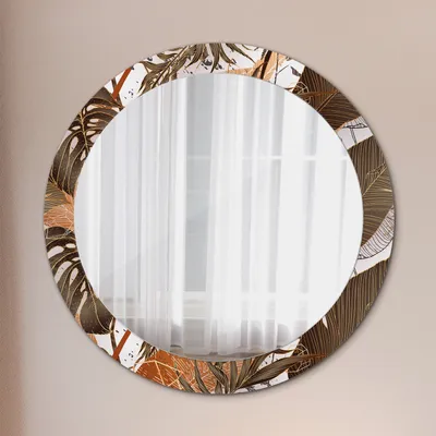 Produktbild von Spiegel - Mirror zum Wandspiegel Schlafzimmer – Schminkspiegel- Palme Blätter- Ø80cm