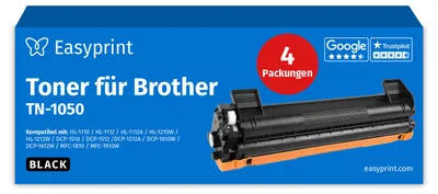 Immagine prodotto di NUOVO: Easyprint Toner per Brother TN1050, compatibile con Brother DCP 1510, HL 1110, MFC 1810 e altri, 4 pezzi