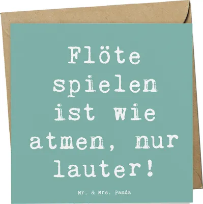 Produktbild von Mr. & Mrs. Panda Grußkarte Spruch Flöte Atem - Meeresbrise - Geschenk, Flötist, Lernen, Instrumente, Klappkarte, Melodie, anlasskarte, faltkarte, Musik, Instrument, Atmen
