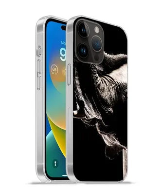 Produktbild von MuchoWow® Handyhülle Schutzhülle Hülle für Apple iPhone 14 Pro - Softcase Elefant - Schwarz - Tiere - Porträt Silikon Softcase Handy Hülle - Umschlag