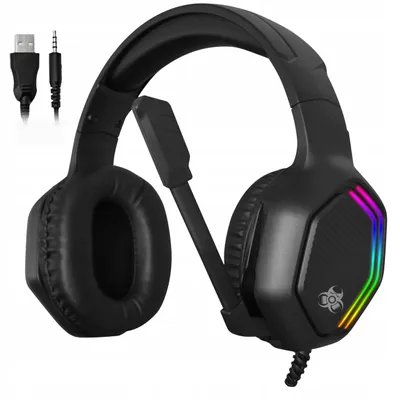 Obrázek produktu pro Herní sluchátka s potlačením hluku, uzavřená, RGB podsvícení, 40mm reproduktory, kabelová, skládací mikrofon
