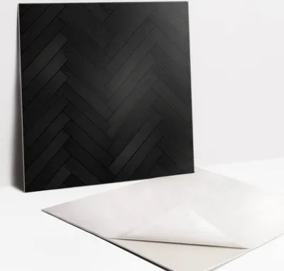 Produktbild von Fliesenaufkleber Set - 9 Stück Selbstklebende PVC Fliesen-Designs - Für Bad und Küche 30 x 30 - Dunkles Parkett