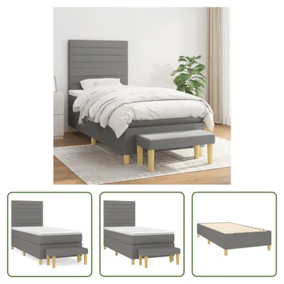 Produktbild von The Living Store Boxspringbett mit Matratze Dunkelgrau 80x200 cm Stoff