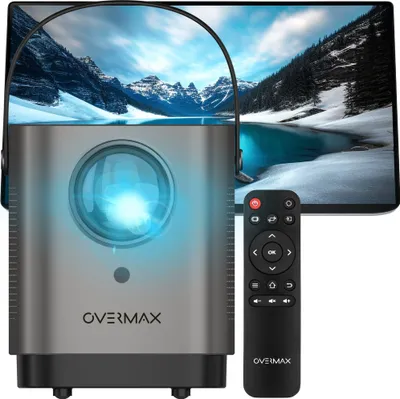 Produktbild von OVERMAX Multipic 3.6 Projektor, tragbarer Projektor bis zu 150", HD 720p, 3500 LM, WiFi, 16:9, 4:3, Stereo-Lautsprecher, HDMI, USB, AV, AUDIO OUT, IR