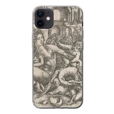 Produktbild von MuchoWow® Handyhülle Schutzhülle Hülle für iPhone 12 mini Leda und der Schwan mit ihren vier Kindern - Gemälde von Meister IB mit dem Vogel Silikon Softcase Handy Hülle - Bild