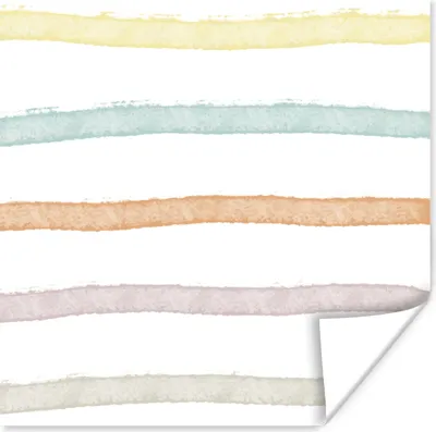 Produktbild von MuchoWow® Poster Linie - Pastell - Regenbogen - Muster 100x100 cm - Babyzimmer