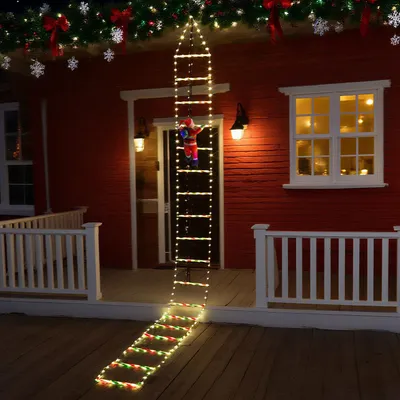 Zdjęcie produktu dla Bettizia 3m ciepły biały LED Ojciec Boże Narodzenie drabina RGB kontroli Boże Narodzenie światła do wewnątrz, na zewnątrz, ogród, okno, ściana, Boże Narodzenie budowy