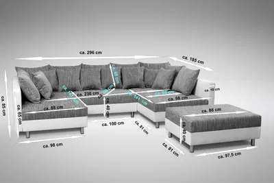 Produktbild von Wohnlandschaft Sofa Couch Ecksofa Eckcouch in Cordstoff beige Minsk XXL + Hocker