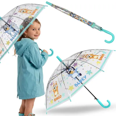 Produktbild von Bluey Kinderschirm FÜR MÄDCHEN, FALTBAR transparenter AUTOMATISCHER Regenschirm