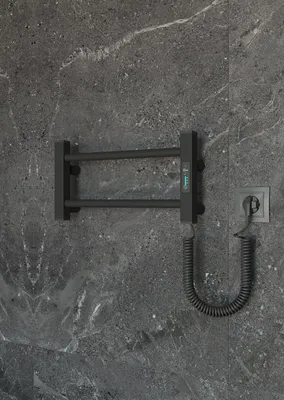 Produktbild von ELNA Elektrischer Badheizkörper Handtuchheizkörper SCHWARZ 35 W 210 x 530 mm mit Thermostat IP44 Wandmontage MINI klein kompakt radiator