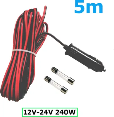 Produktbild von D73C Bolwins KFZ Zigarettenanzünder Stromkabel 5 m – 12V/24V Auto & LKW Anschlusskabel, 240 W