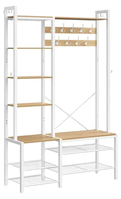 Produktbild von Garderobenständer mit Schuhbank – Garderobenaufbewahrung – Flur-Organizer – stabil – 40 x 120 x 190 cm