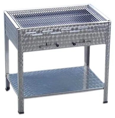 Produktbild von Holzkohlegrill aus Edelstahl 114x53x80 cm mit Kohlekasten und Grillfläche 108x47 cm für Privat, Verein, Catering und Gastronomie