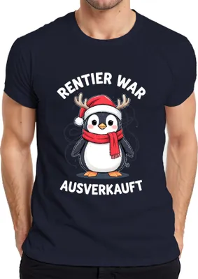 Produktbild von Rentier war t Pinguin Weihnachten lustig Geschenk Herren T-Shirt, Navy, XXL
