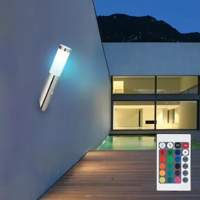 Produktbild von RGB LED Wandlampe, Edelstahl, Bewegungsmelder, H 40 cm