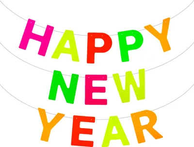 Zdjęcie produktu dla Oblique Unikalna girlanda Happy New Year wisząca dekoracja na sylwestrową dekorację noworoczną - wielokolorowa w kolorze neonowym