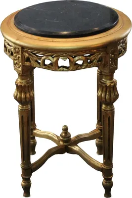Produktbild von Casa Padrino Barock Beistelltisch Rund Gold / Schwarz mit Marmorplatte 37 cm x H. 53 cm Antik Stil