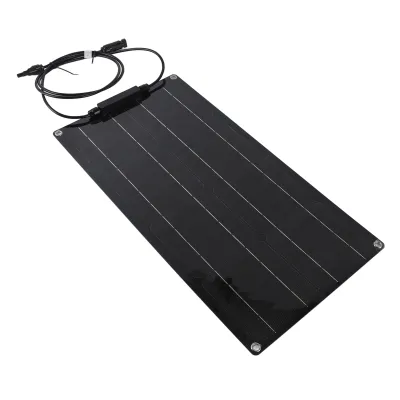 Obrázok produktu pre Solárny panel 100 W, monokryštalický, ľahký, prenosný solárny nabíjací panel s káblom, na strechu karavanu alebo stanu, čierny