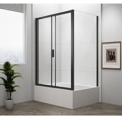 Zdjęcie produktu dla DEEP BLACK Prostokątna kabina prysznicowa 1100x900 mm, wariant L/R, szkło przezroczyste