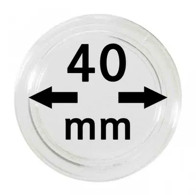A circular coin capsule with measurement markings.