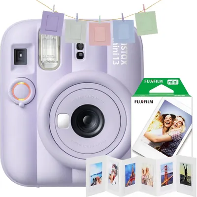 Produktbild von Fujifilm Instax Mini 13 Sofortbildkamera Dreamy Purple Set mit 10 Bildern, Karton-Fotorahmen & Banner-Karte