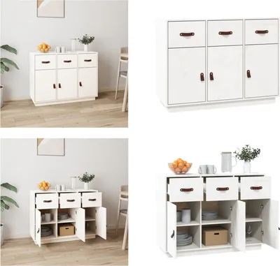 Obrázek produktu pro vidaXL Příborník bílý 100x40x75 cm z masivního borovicového dřeva - Příborníky - Komody - Příborník