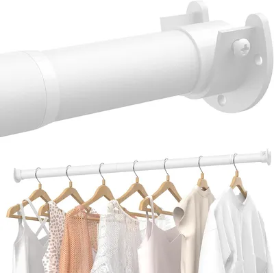 Imagen del producto de Barra extensible para ropa, ajustable de 43 a 175 cm, color blanco, ideal para armarios y lavaderos