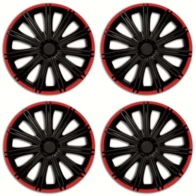 Produktbild von Radkappen, Radblenden 16 Zoll, Schwarz-Rot matt, für Stahlfelgen, 4er-Satz