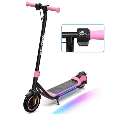 Produktbild von EVERCROSS TECH E6 Elektroroller für Kinder, für Kinder 6-12 Jahren, LED-Anzeige und bunten Neonlichtern, 3 Geschwindigkeitsstufen, Faltbarer E-Scooter