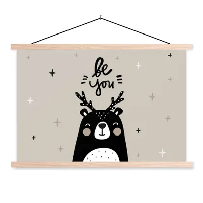 Produktbild von MuchoWow® Textilposter Zitate - Sei du - Sprichwörter - Kinder - Baby - Jungen - Mädchen 60x40 cm mit holzfarbenen Rahmen - Bilder