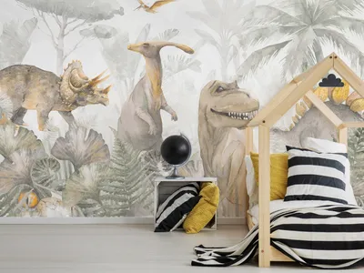 Produktbild von Vlies Fototapete Dinosaurier 400x280 cm Tapeten Wandtapete XXL Dschungel Figur Tiere e-C-10031-a-a