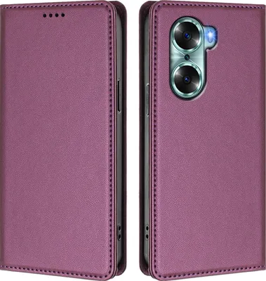 Image de Étui en cuir pour Honor 60, étui à rabat magnétique en cuirPolyuréthaneavec support, violet