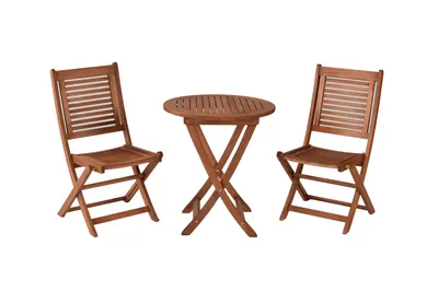 Produktbild von Merxx Balkonset Cordoba 3tlg., 2 Klappstühle, Klapptisch Ø 65 cm - Eukalyptus