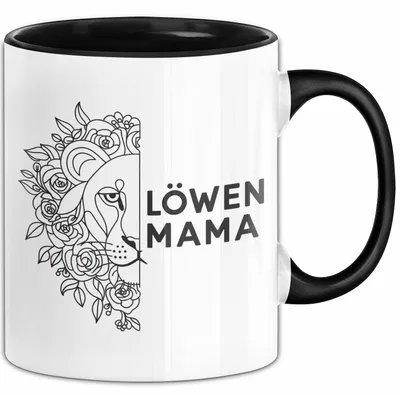 Produktbild von Mama Muttertag Tasse Becher Geschenk Lustige Geschenkidee Spruch Löwen Mama (Schwarz)