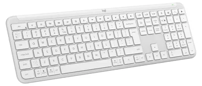 Produktbild von Logitech Signature Slim K950, Volle Größe (100%), Kabellos, RF Wireless + Bluetooth, Scherenschalter, QWERTY, Weiß