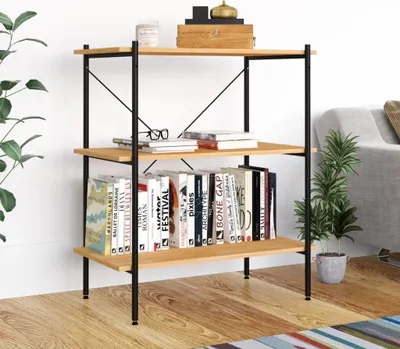 Produktbild von Maison Exclusive - 3-stöckiges Regal Schwarz und Eiche 80 x 40 x 92 cm