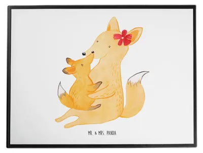 Produktbild von Mr. & Mrs. Panda malmatte Fuchs Mama - Weiß - Geschenk, Mutter, Schoß, bastelunterlage, Umarmen, schreibtischunterlagen, Muttertag, Tischunterlage, tischpad, Tochter