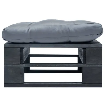 Immagine prodotto di vidaXL Pouf da giardino in pallet con cuscini, grigio e nero