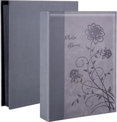 Productafbeelding van Familie fotoalbum, 300 foto's, formaat 15,2 x 10,2 cm, met leren omslag, grijs