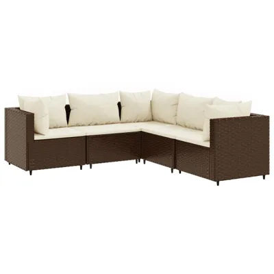Immagine prodotto di Set Divani da Giardino 5 pz con Cuscini Marrone in Polyrattan