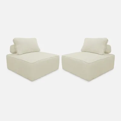 Produktbild von sweeek - 2er-Set Sofa-Modul-Sessel mit Cordbezug  - Creme